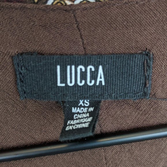 Lucca Urban brown zip front diamond printed long sleeve romper extra small - Picture 12 of 12